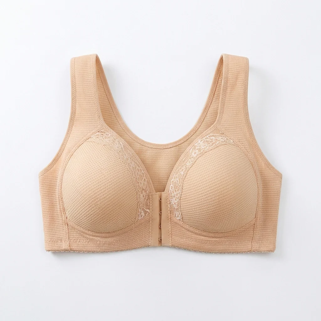 VivaFemme™ – Wireless Front-Closure Bra with Lace Accent - Image 10