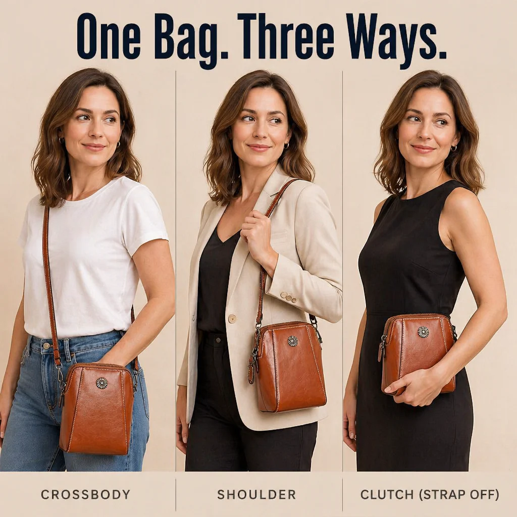 VividAura™ — Carry Phone, Cards & Lipstick in One Soft-Leather Crossbody - Image 4