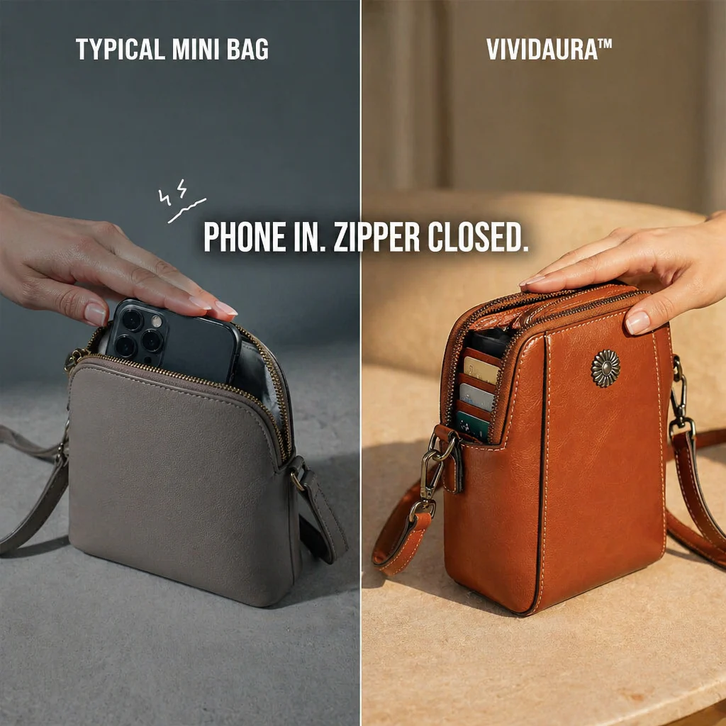 VividAura™ — Carry Phone, Cards & Lipstick in One Soft-Leather Crossbody - Image 5