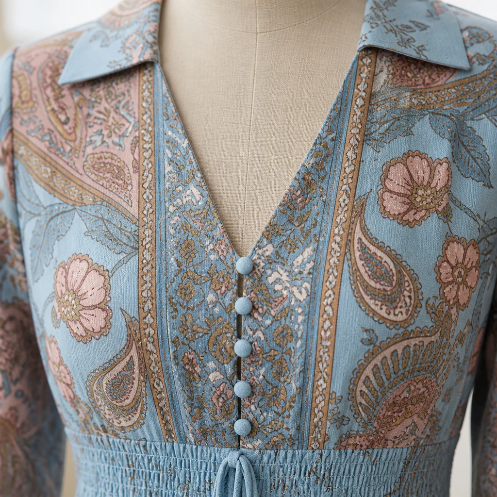 Mirella™ – Bohemian Paisley V-Neck Maxi Dress with Smocked Waist - Image 4