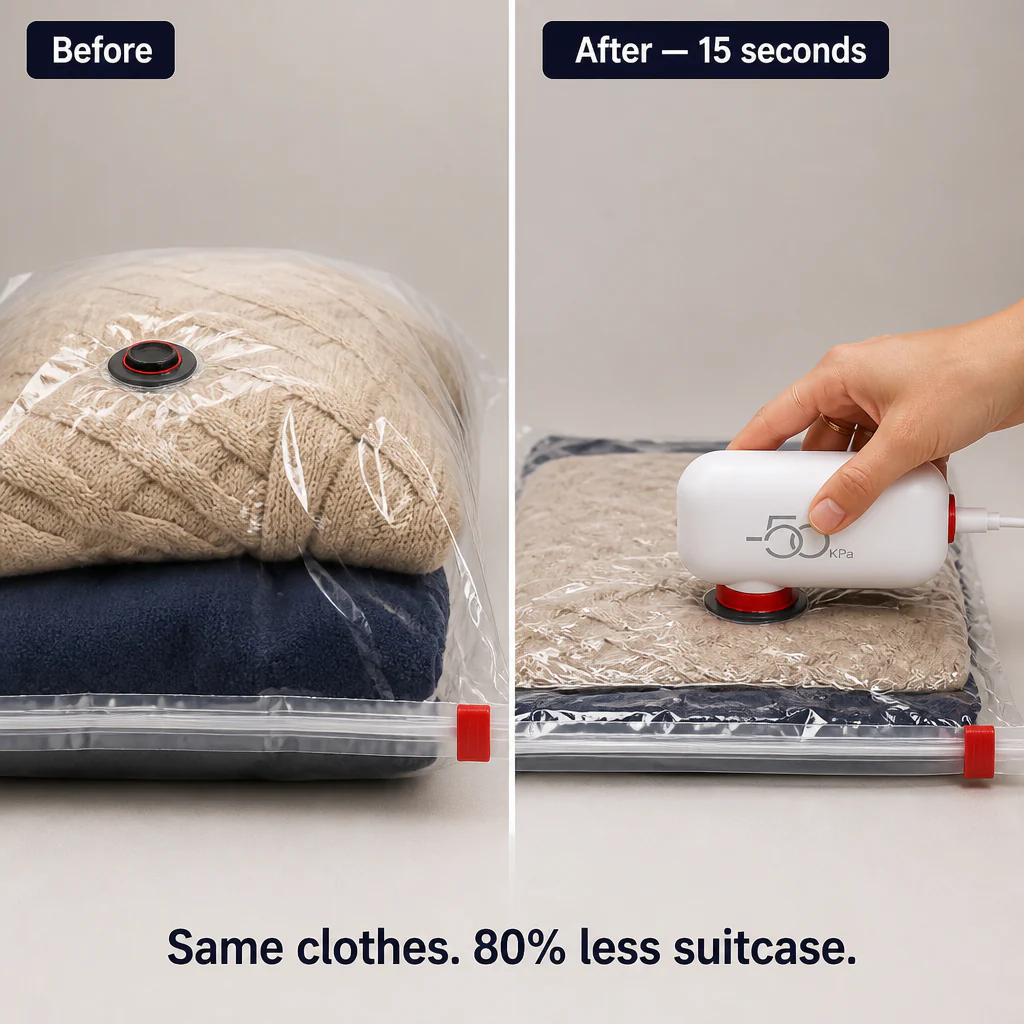 VoltPack™ — Shrink Your Suitcase 80% With a Pocket USB Vacuum Pump - Image 4