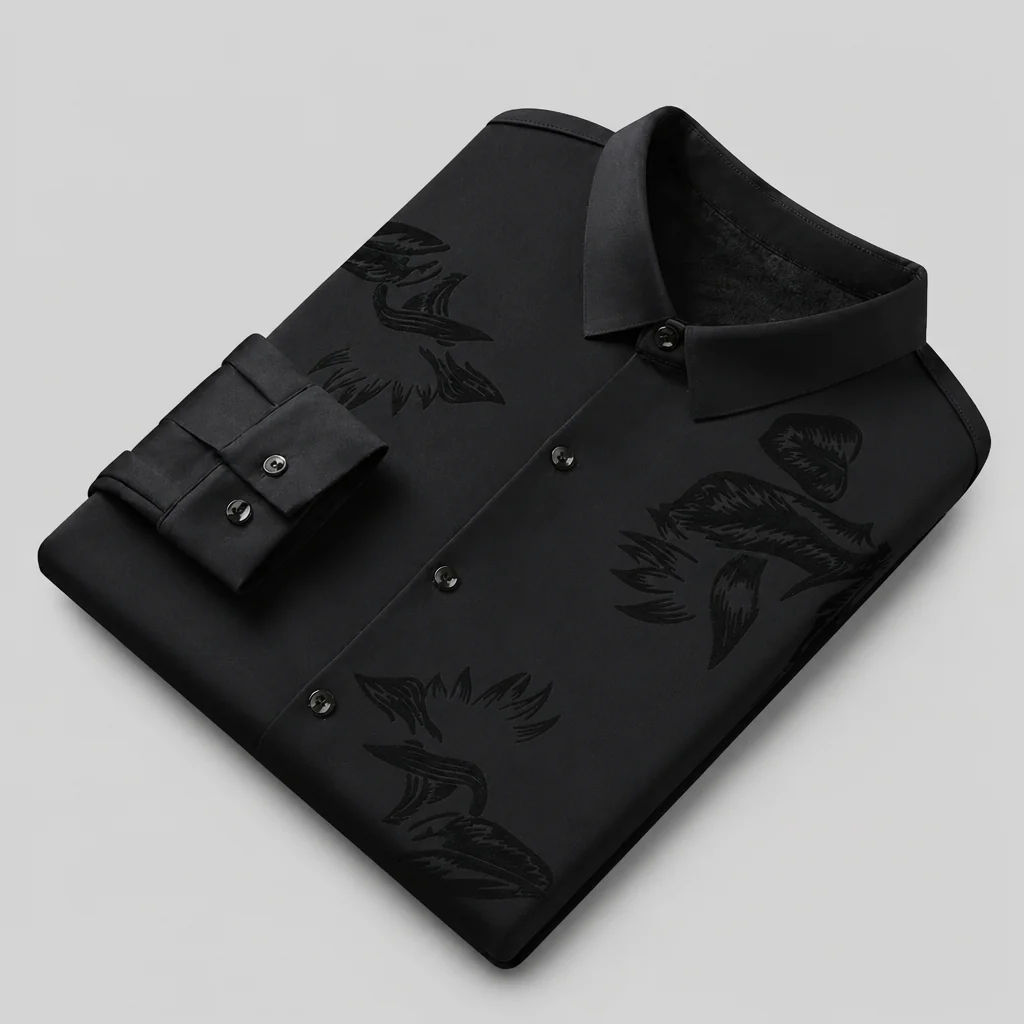 VulcanTherm™ – Slim-Fit Fleece-Lined Shirt with Brushstroke Print - Image 7
