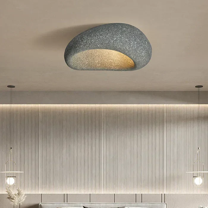 Wabi Sabi Ceiling Light – Gentle Warm Glow with Natural Stone Finish - Image 11