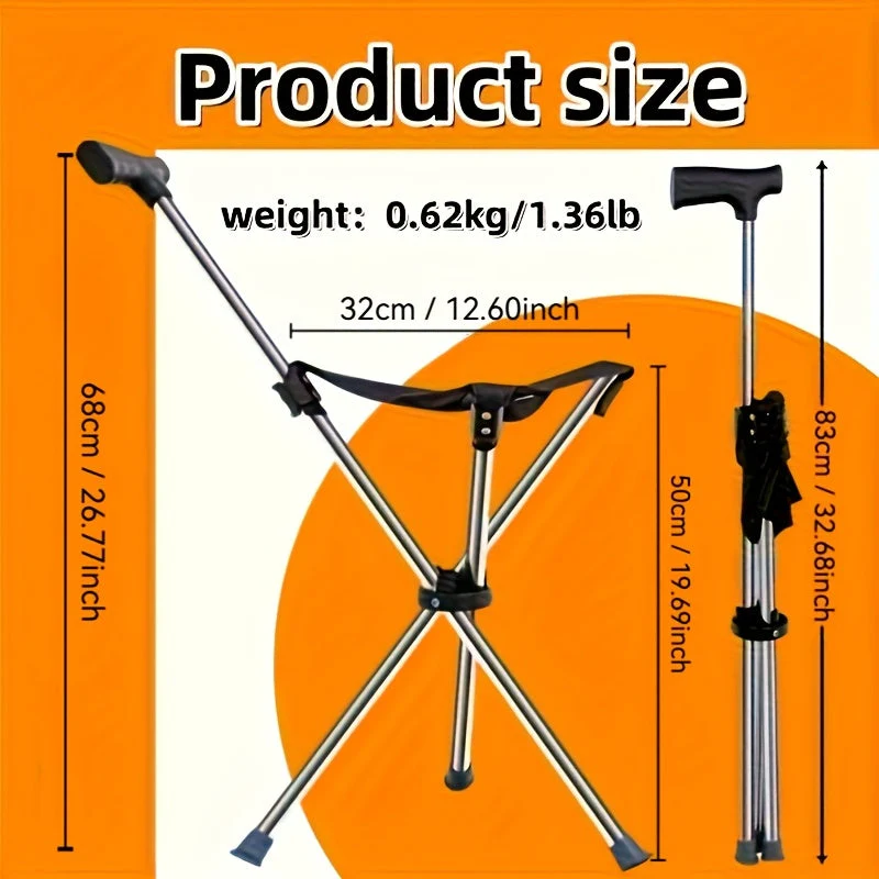 Walking Cane with Seat - 2-in-1 Design - Image 4