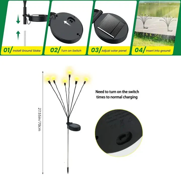 Waterproof Solar Firefly Lanterns (6 LEDs) - Image 6