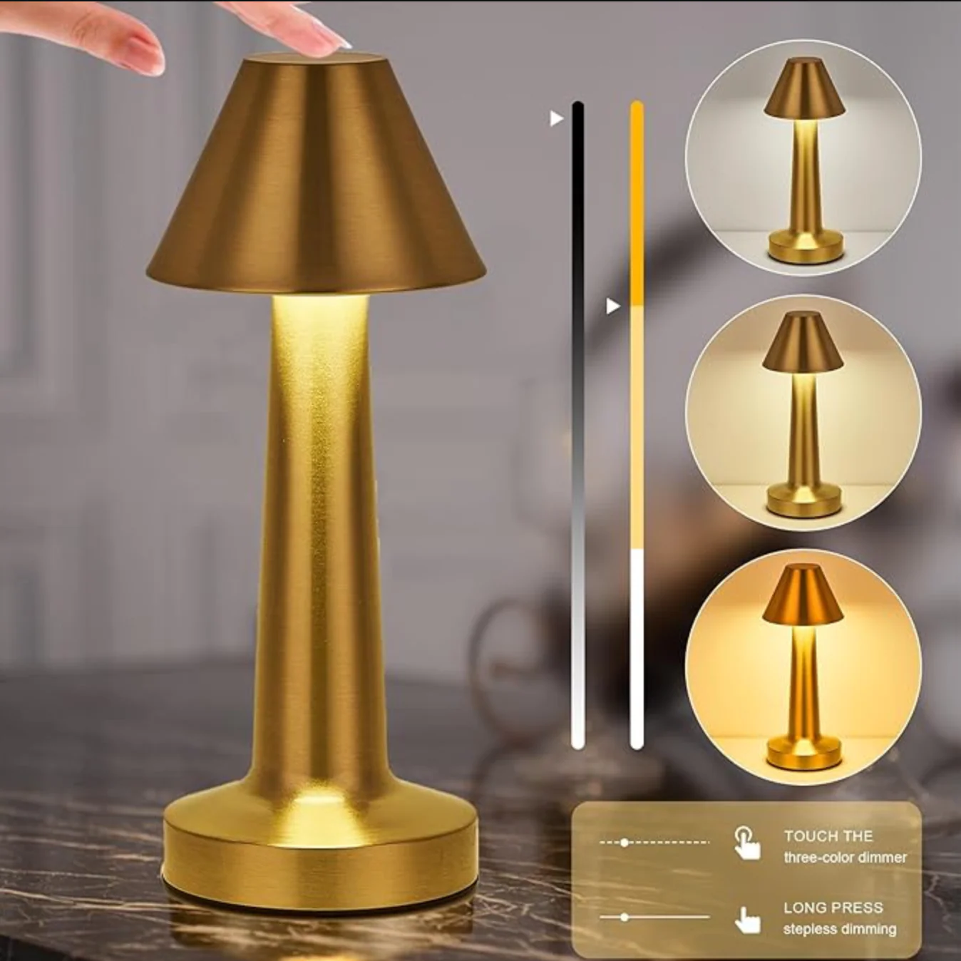 Wireless Dimmable LED Battery Table Lamp LuxLamp - Modern via Touch | Living Room | Reading Lamp | Bedside Lamp - Image 2