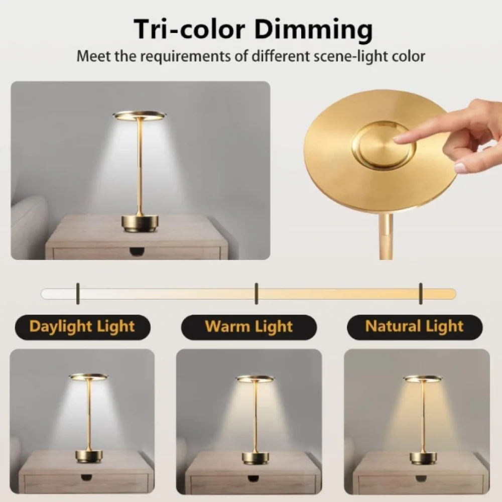Wireless LED Desk Lamp with Touch Dimmer – Aluminum, IP44 - Image 3