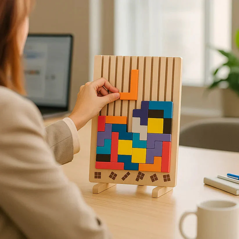 Wooden Tetris Puzzle Tray – An Ideal Mind Break for Your Workspace - Image 3