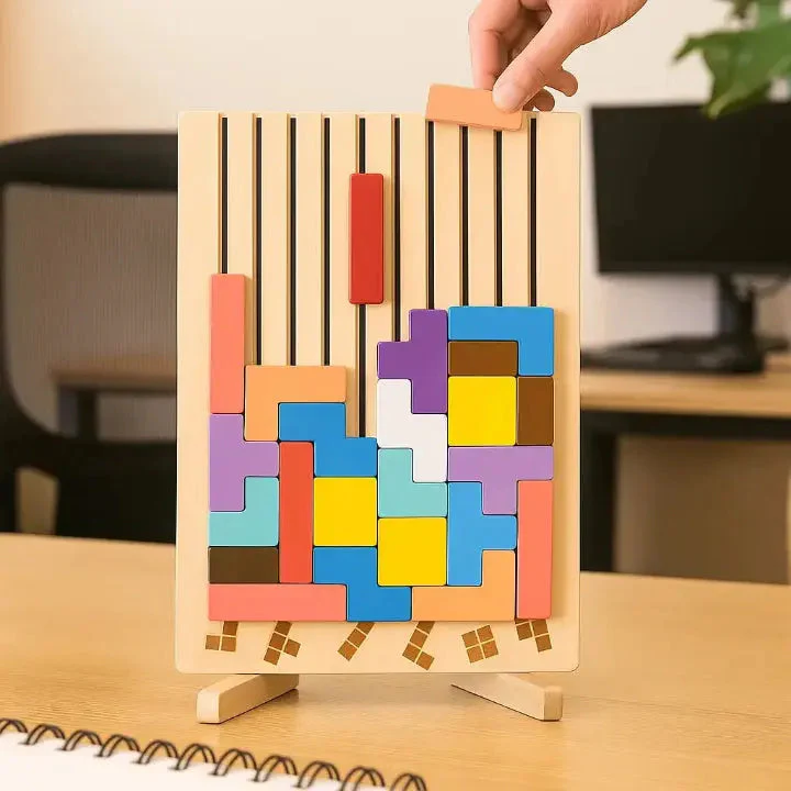 Wooden Tetris Puzzle Tray – An Ideal Mind Break for Your Workspace - Image 4
