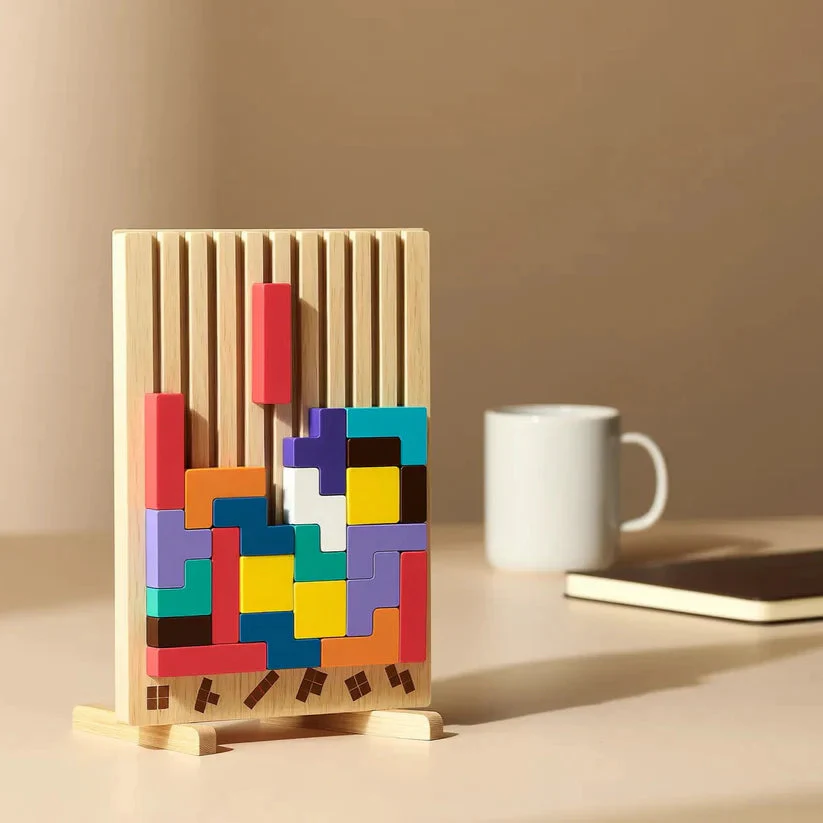Wooden Tetris Puzzle Tray – An Ideal Mind Break for Your Workspace - Image 5
