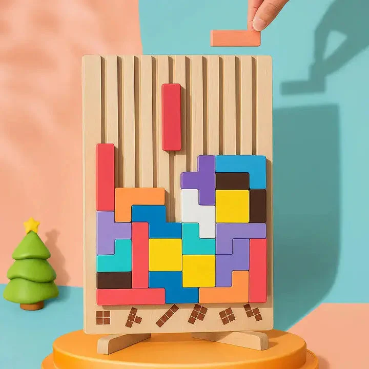 Wooden Tetris Puzzle Tray – An Ideal Mind Break for Your Workspace - Image 6
