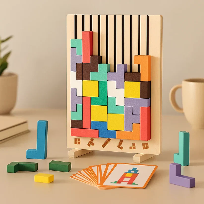 Wooden Tetris Puzzle Tray – An Ideal Mind Break for Your Workspace - Image 8